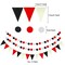 Party Decoration, 21 Pcs Black and Red Hanging Paper Fans Pom Poms Flowers, Garlands String Polka Dot and Triangle Bunting Flags for Minnie Mouse Birthday Parties Baby Showers Wedding